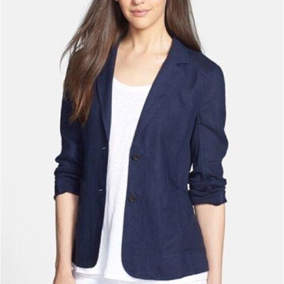 ✨ Blue Irish Linen Light Jacket Blazer✨ - Picture 7 of 7